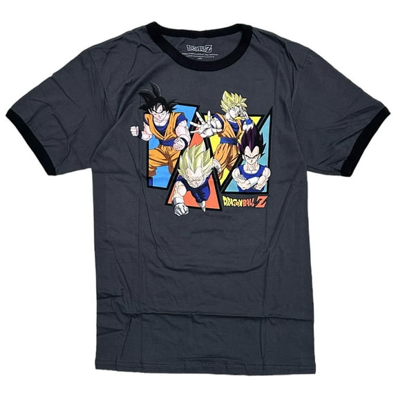 Dragon Ball Z Men's Goku Vegeta Gohan Character Group Japanese Anime Tee T-Shirt (Small, Black Wash)
