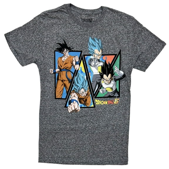 Dragon Ball Z Men's Official Merchandise Goku Vegeta Japanese Anime Tee T-Shirt (Small, Charcoal Heather)