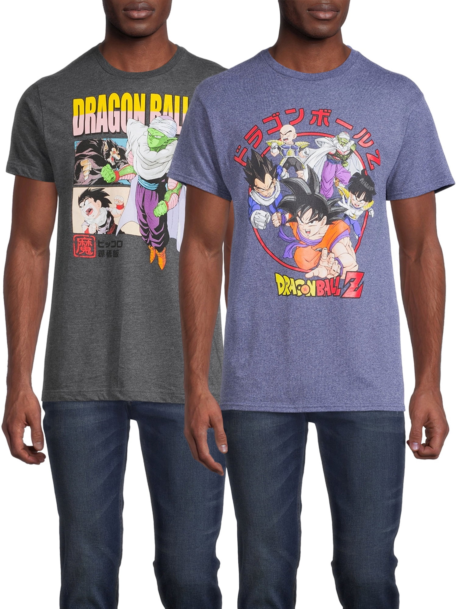 Dragon Ball Z Men's Short Sleeve Anime Graphic Tees, 2-Pack, Sizes S-3XL