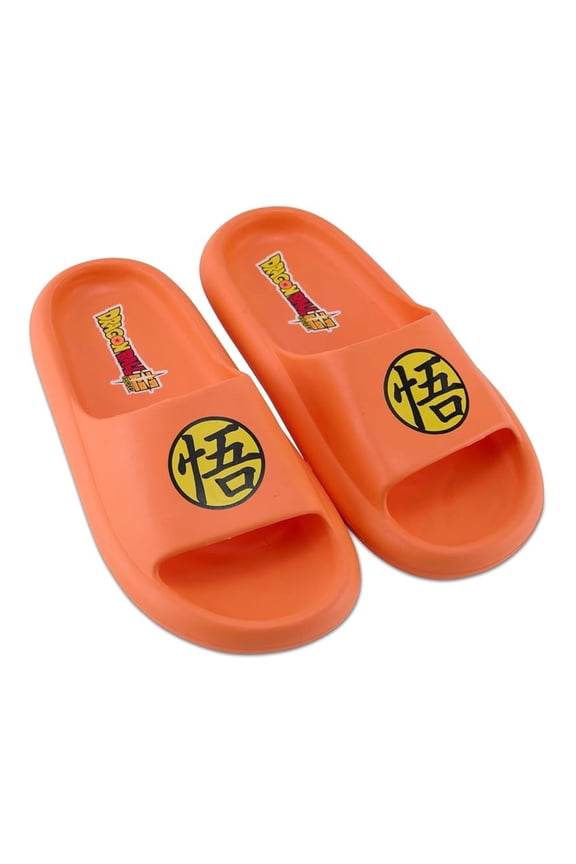 Men's Slides, Printed Goku Vegeta Gohan Comfort Slip-on Slippers Orange - 8/9
