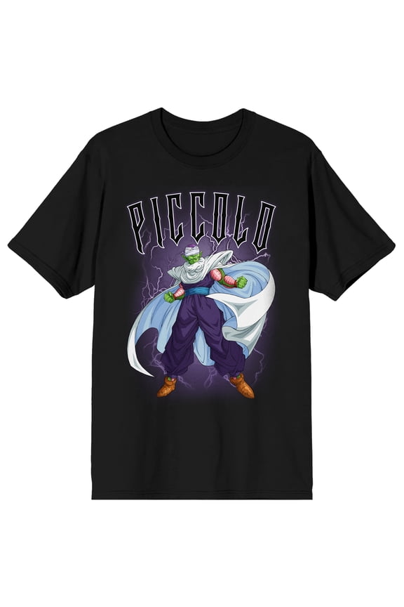 Dragon Ball Z Piccolo Lightning Adult Black Crew Neck Short Sleeve T-shirt-3XL