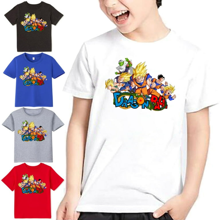 Dragon Ball Z Humor Cotton T Shirts for Boys Black Cartoon Gray Red Blue White Graphics Novelty Cartoon Youth Kids T-Shirt Boy Cartoon Tees Tops - Walmart.com