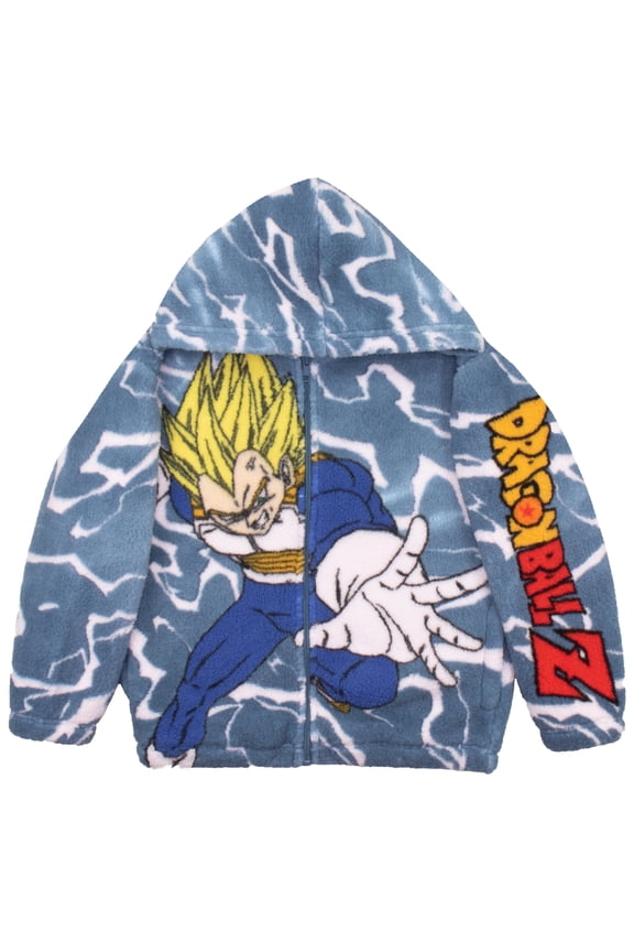 Saiyan Prince Boy's Sherpa Hoodie - Zip-Up Hooded Sweatshirt Jacket for Kids (Sizes 4-12)