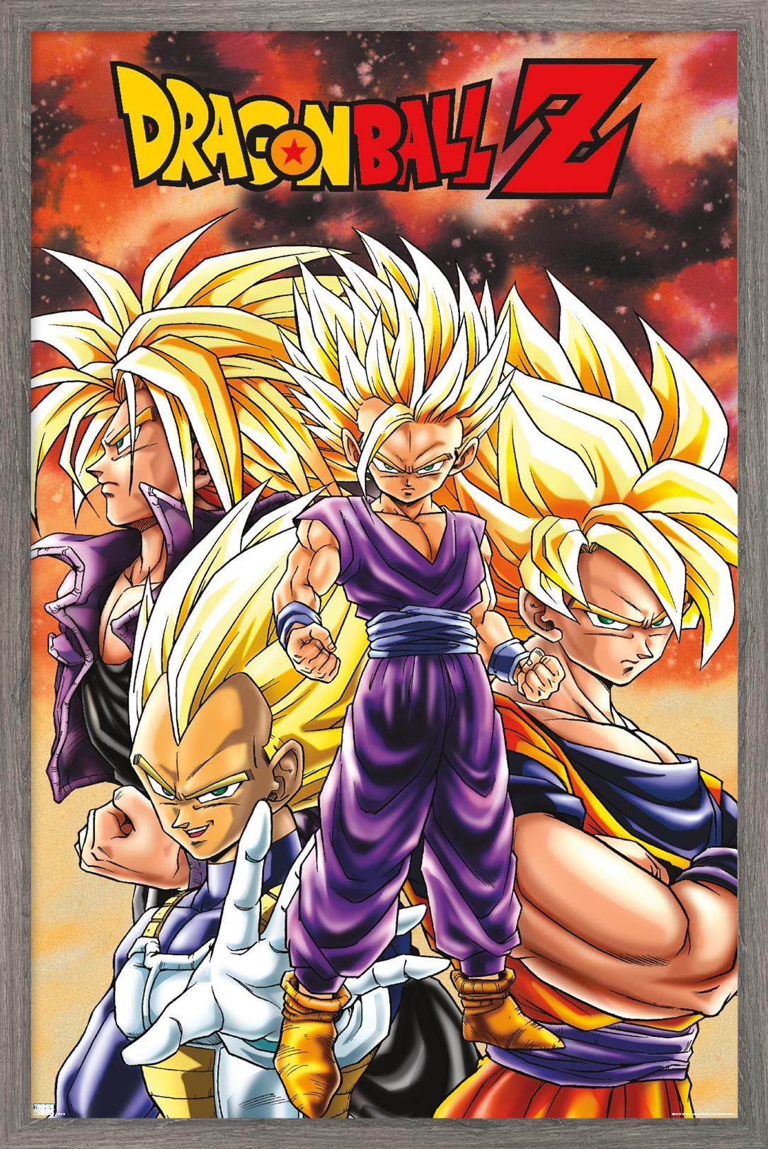 Dragon Ball Z - Saiyans Wall Poster with Magnetic Frame, 22.375 x 34 