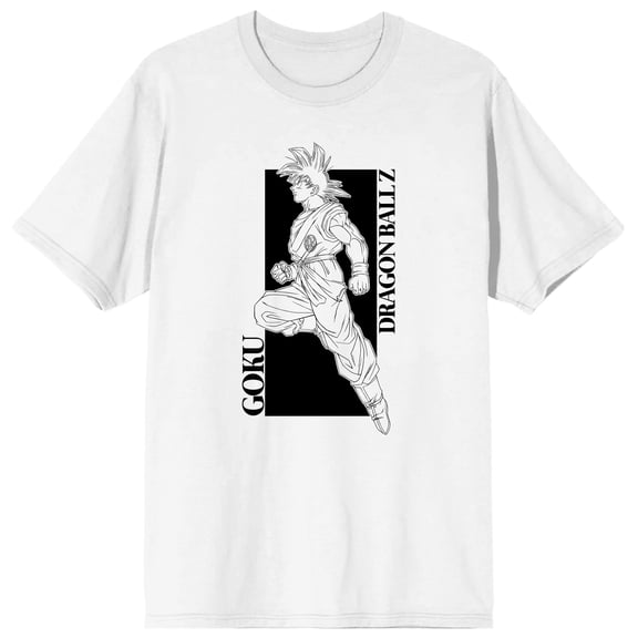 Dragon Ball Z Single Color Goku Adult White Crew Neck Short Sleeve T-shirt-Small