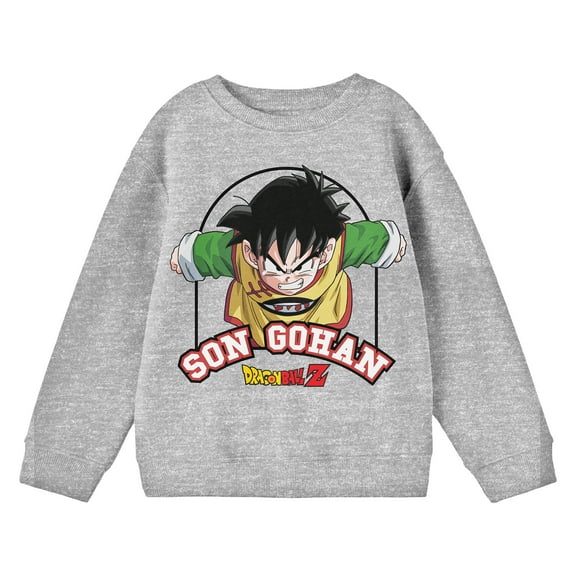 Dragon Ball Z Son Goku Crew Neck Long Sleeve Athletic Heather Youth Sweatshirt-Medium