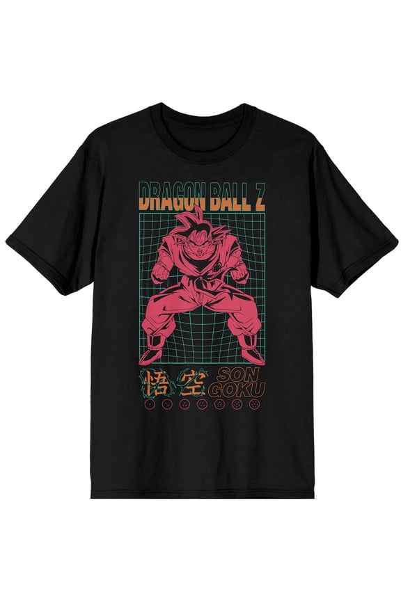 Dragon Ball Z Son Goku Kaio Ken Grid Men's Black T-shirt-3XL