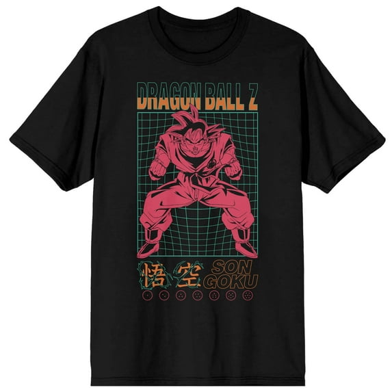 Dragon Ball Z Son Goku Kaio Ken Grid Men's Black T-shirt-XXL