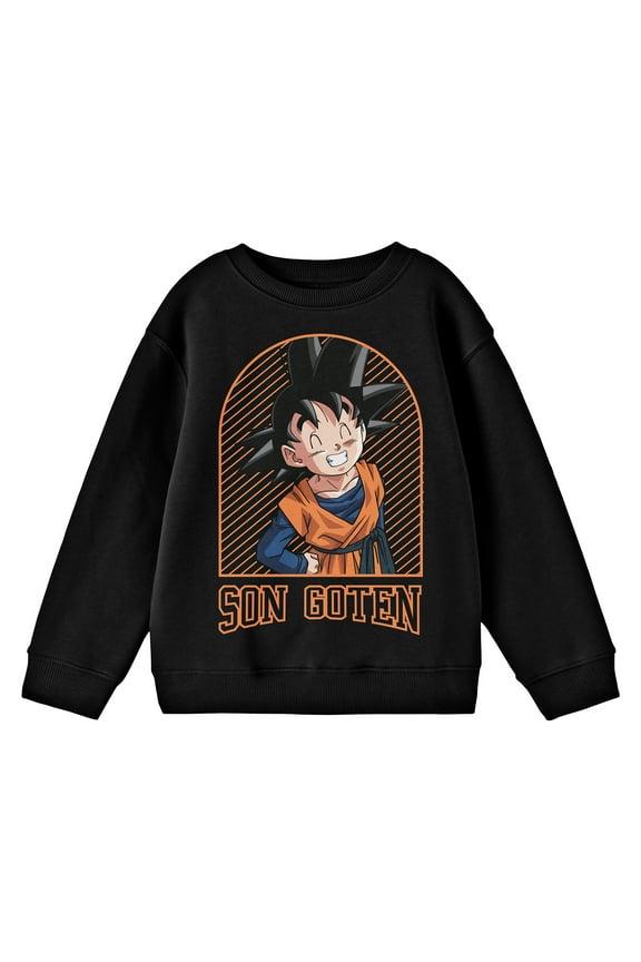 Dragon Ball Z Son Goten Crew Neck Long Sleeve Boys' Black Sweatshirt-Medium