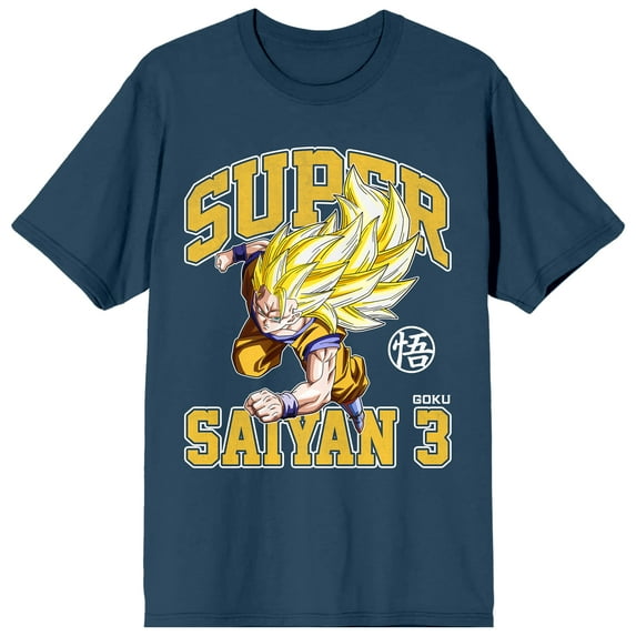 Dragon Ball Z Super Saiyan 3 Goku Adult Navy Blue Crew Neck Short Sleeve T-shirt - XXL