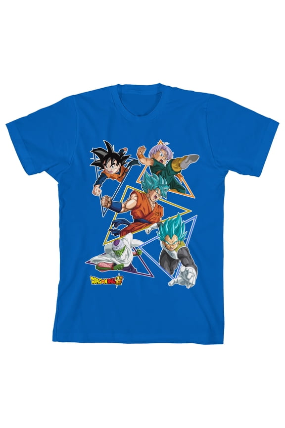 Dragon Ball Z Super Saiyan Characters Youth Royal Blue Short Sleeve Tee-Small