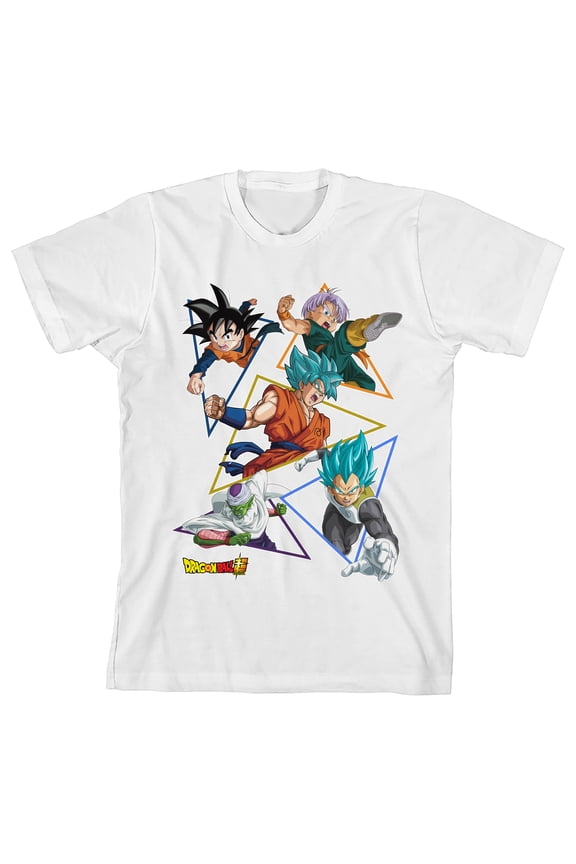Dragon Ball Z Super Saiyan Characters Youth White Short Sleeve Tee-Large