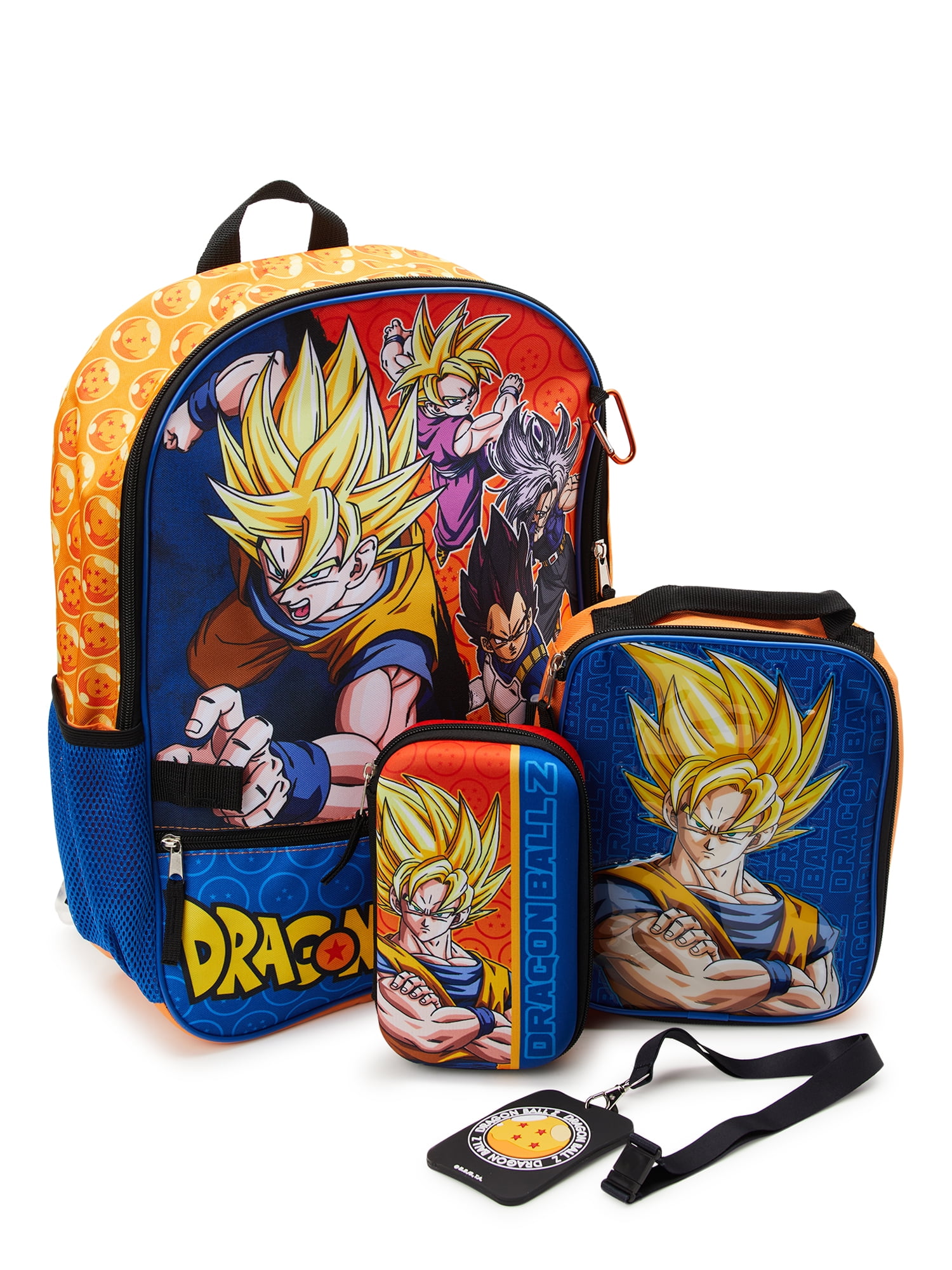 Dragon Ball Z Super Saiyan Goku 17 Laptop Backpack and Lunch Bag Set,  4-Piece, Blue 