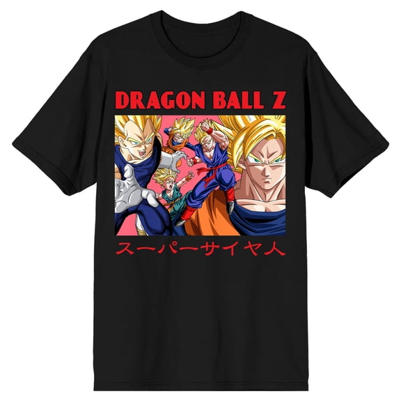 Dragon Ball Z Super Saiyan Group Art Men's Black T-shirt-Small