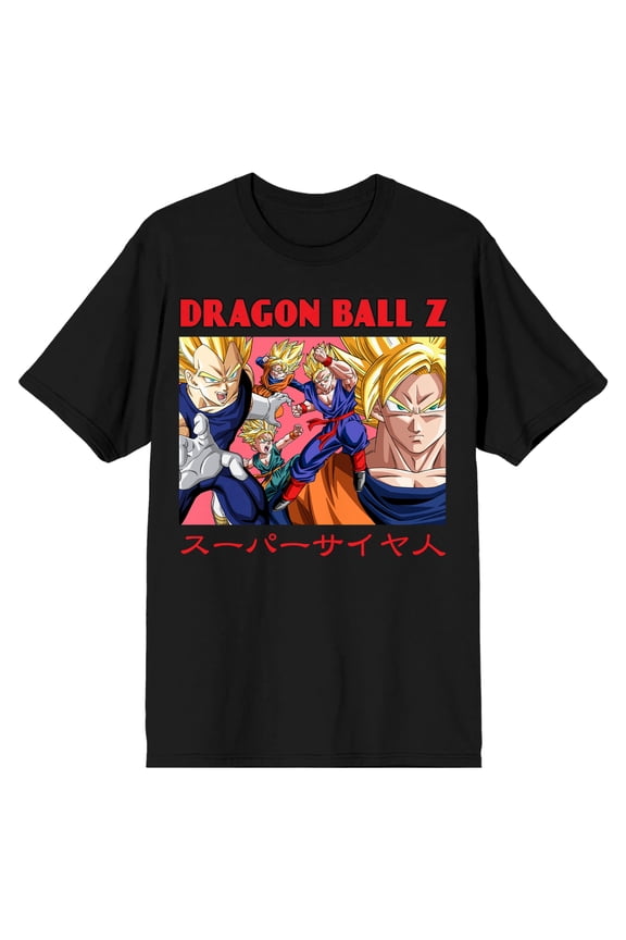 Dragon Ball Z Super Saiyan Group Art Men's Black T-shirt-XL