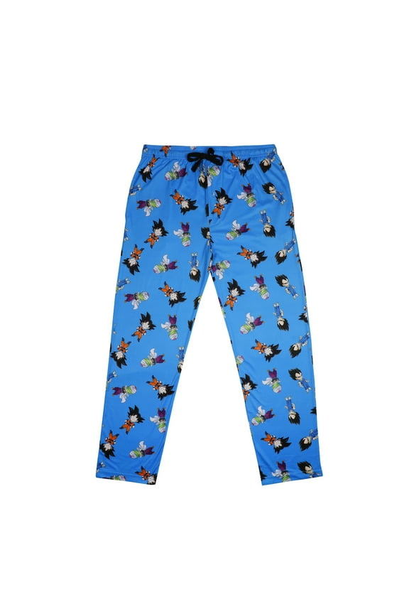 Dragon Ball Z Super Saiyan Heroes AOP Men's Light Blue Sleep Pajama Pants-Medium