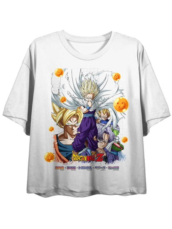 Dragon Ball Z Super Saiyans with Future Trunks and Piccolo Women's White Crew Neck Short Sleeve Tee-XXL