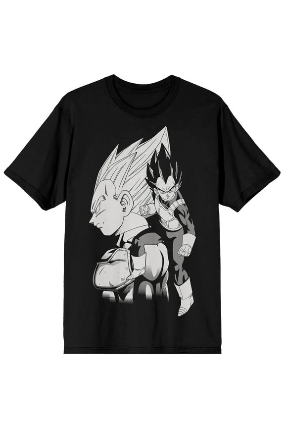 Dragon Ball Z Vegeta Black And White Character Art Men's Black T-shirt-Large