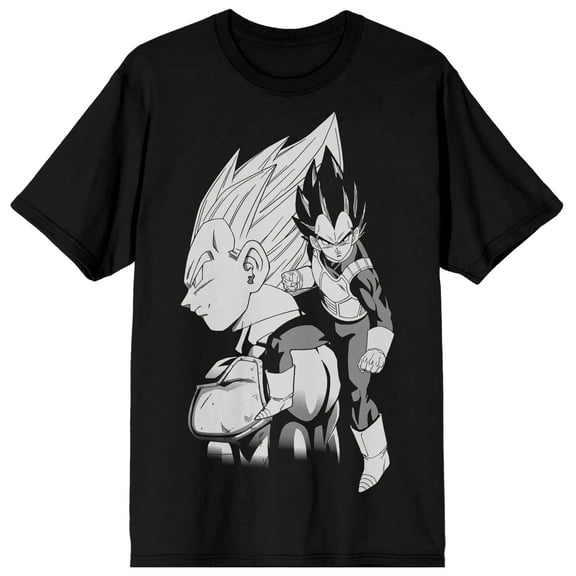 Dragon Ball Z Vegeta Black And White Character Art Men's Black T-shirt-XL