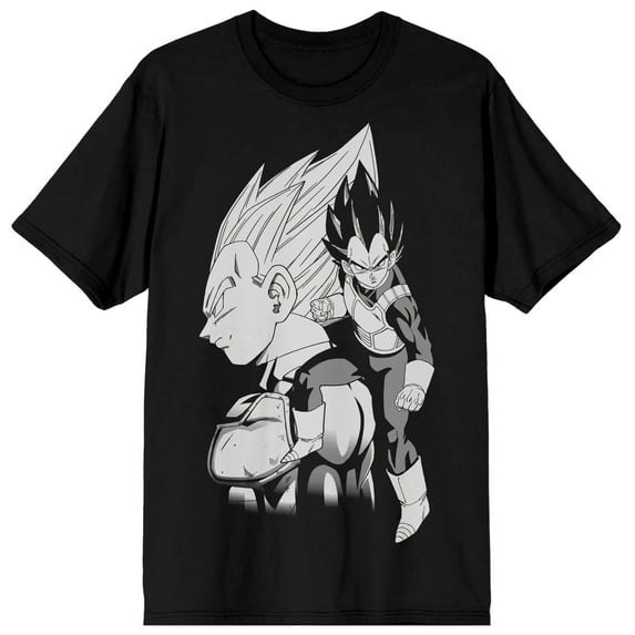 Dragon Ball Z Vegeta Black And White Character Art Men's Black T-shirt-XXL