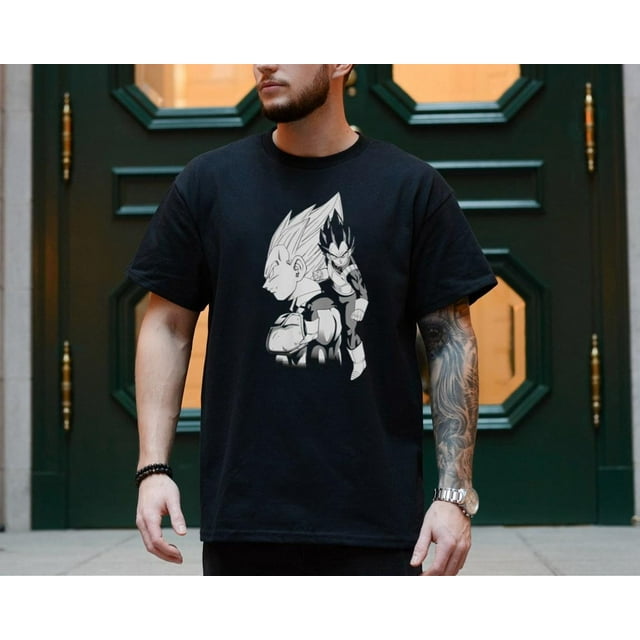 Dragon Ball Z Vegeta Black And White Character Art T-shirt - Walmart.com