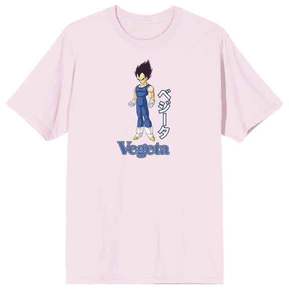 Dragon Ball Z Vegeta Crew Neck Short Sleeve Light Pink Men's T-shirt-XL