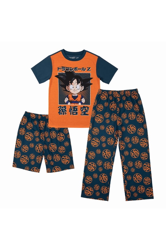 Dragon Ball Z Youth Sleepwear Set Tee Shirt, Sleep Shorts, and Sleep Pants- Large