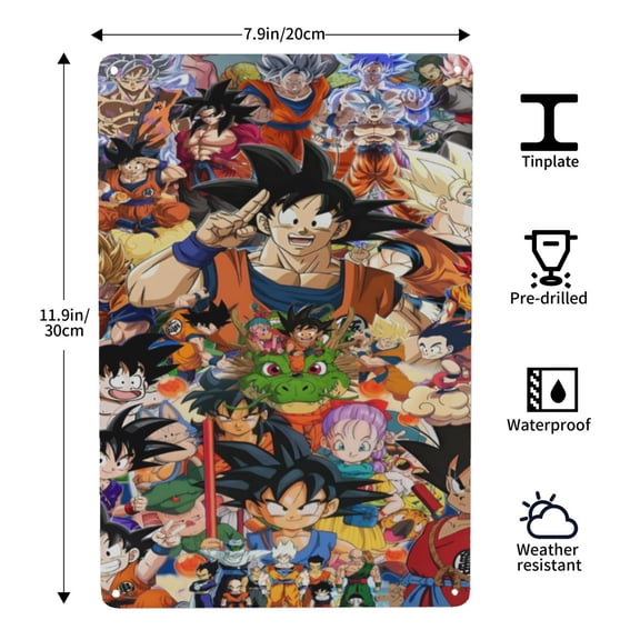 Dragon Ball Z-centric tin painting, 812 in (2030 cm), clear HD printing, a 2026 new piece that adds style and beautifies the environment.
