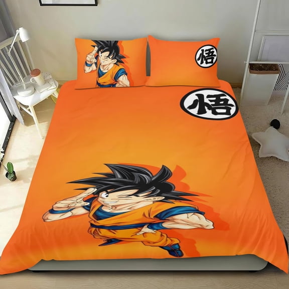 Dragon Ball Z cotton bed sheet set, three-piece, comfortable with a unique design, ideal as home decor gifts for family, friends, fans, 36x75 in (90*190 cm).