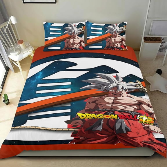 Dragon Ball Z cotton bed sheet set, three-piece, comfortable with a unique design, ideal as home decor gifts for family, friends, fans, 53x79 in (135*200 cm).