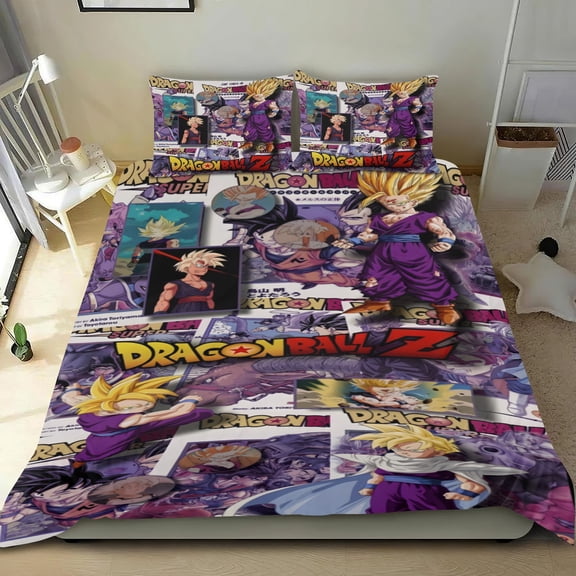 Dragon Ball Z three-piece cotton bed linen, cozy and skin-friendly, reinforced seams, easy-care, ideal gifts for family, friends, fans, 55x79 in (140*200 cm).