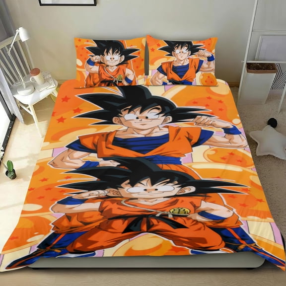 Dragon Ball Z cotton sheet set, three-piece, soft on skin, durable material, unique design, perfect gifts for family, friends, fans, 36x75 in (90*190 cm).