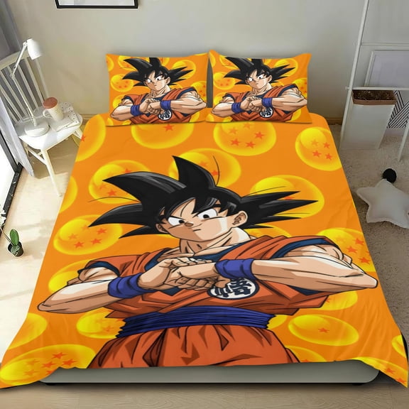 Dragon Ball Z cotton sheet trio, three-piece, gentle on skin, reinforced stitching, unique design, ideal gifts for family, friends, fans, 68x86 in (173*218 cm).