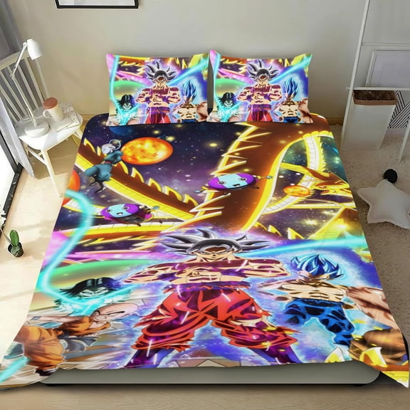 Dragon Ball Z cotton sheets set, three-piece, comfortable and skin-friendly, distinctive design, ideal home decor gifts, 68x86 in (173*218 cm).