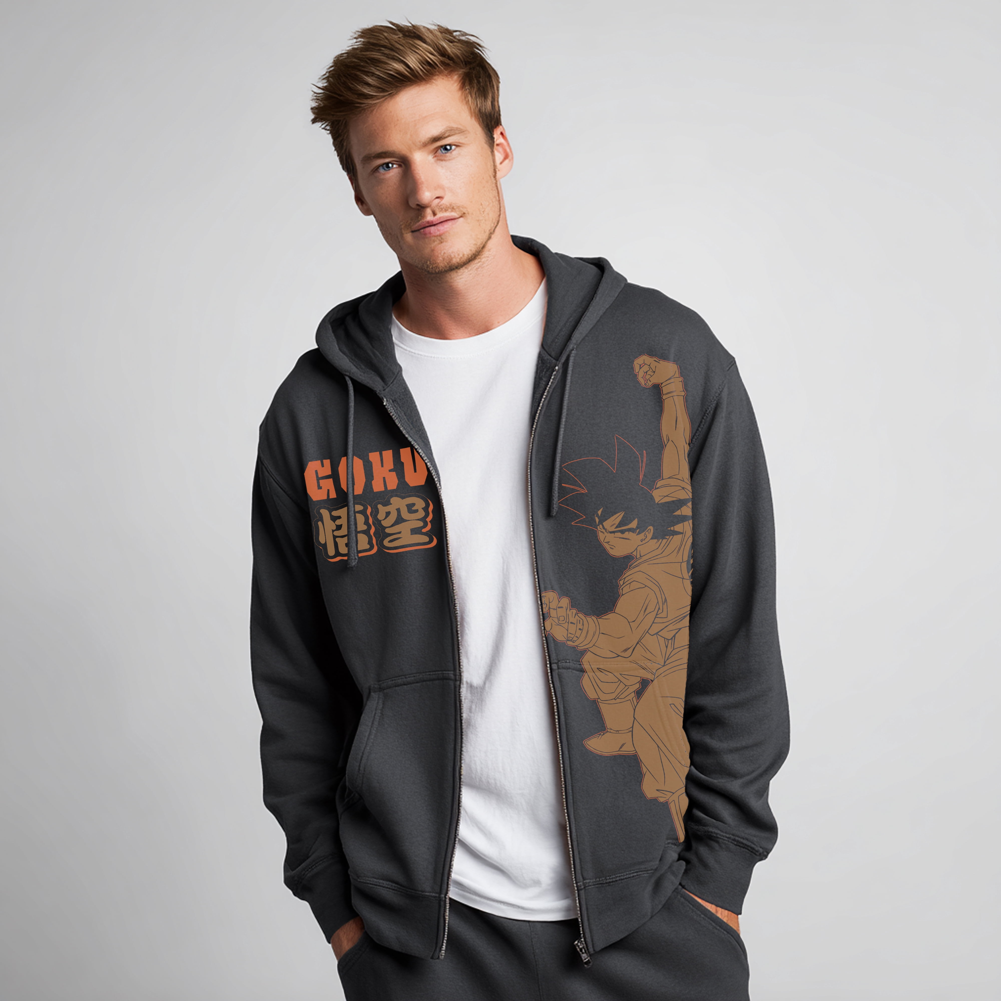 Dragon Ball Z Goku Men's and Big Men's Hooded Sweatshirt, Sizes XS-3XL