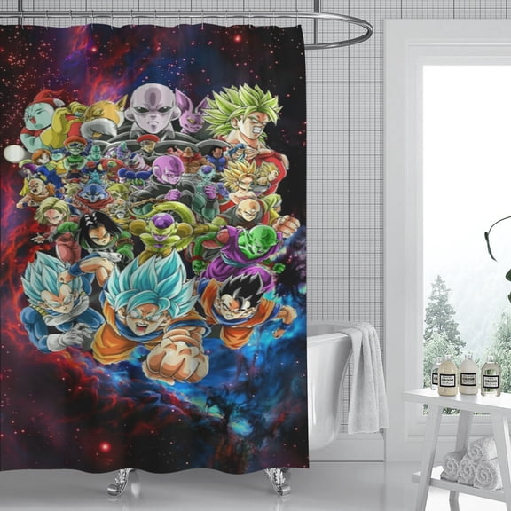 Dragon Ball Z shower curtain showcases an iconic artwork, is completely waterproof, and easily installed, upgrading your bathroom's style in no time. Dimensions: 59" x 71" (150 x 180 cm).