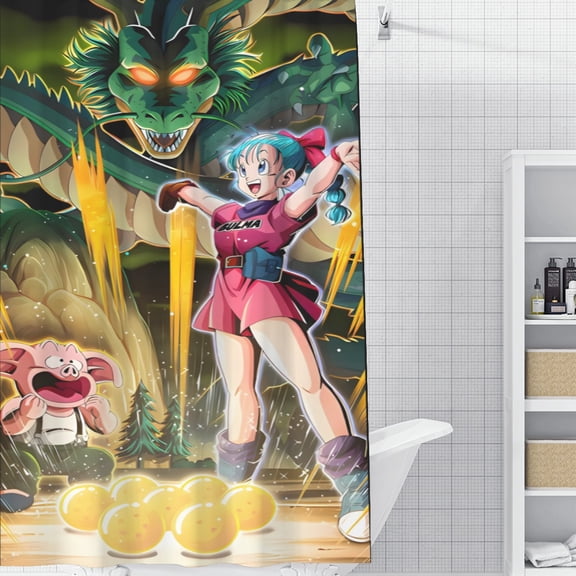 Dragon Ball Z shower curtain has a striking design, is waterproof, and installs with ease, bringing a lively atmosphere to your bathroom. Size: 59" x 71" (150 x 180 cm).