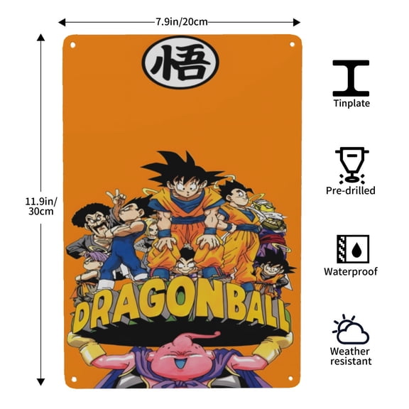 Dragon Ball Z-themed Tin Painting tin print, 812 in (2030 cm), high-definition printing, a 2026 trendy item that adds personality and improves home decor.