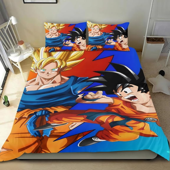 Dragon Ball Z three-piece cotton bed linen, cozy and skin-friendly, easy-iron fabric,perfect gifts for family, friends, fans, 55x79 in (140*200 cm).