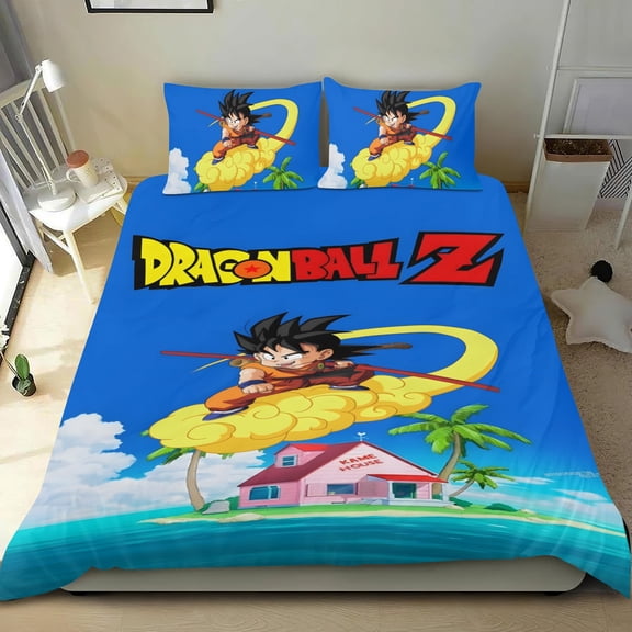 Dragon Ball Z themed bed sheet set, cotton, three pieces, comfortable and skin-friendly, durable design, gifts for family, friends, fans, 68x86 in (173*218 cm).