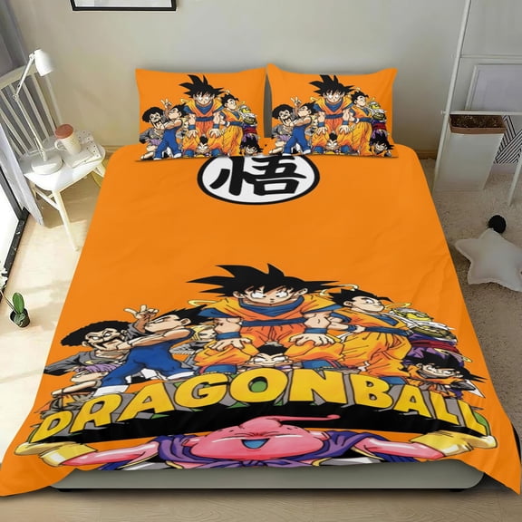 Dragon Ball Z themed bed sheet set, cotton, three pieces, comfortable and skin-friendly, durable design, gifts for family, friends, fans, 68x86 in (173*218 cm).