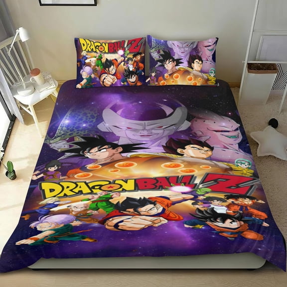 Dragon Ball Z themed cotton sheet set, three-piece, comfortable, quick-clean fabric, distinctive design, great home decor gifts, 36x75 in (90*190 cm).