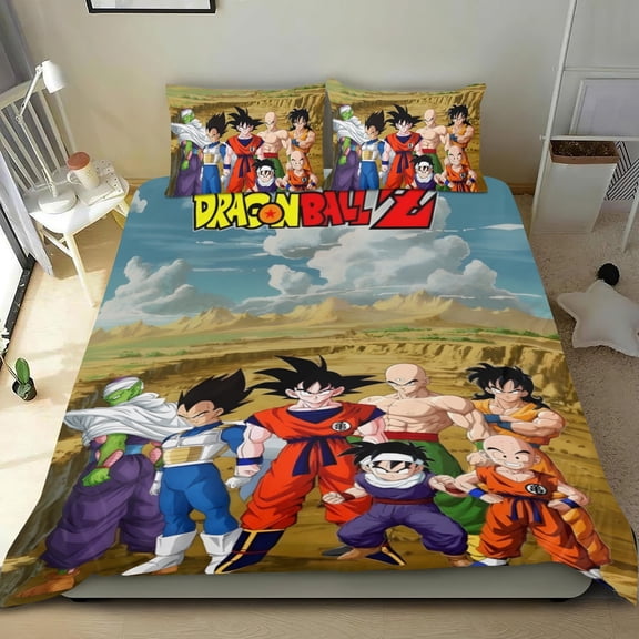 Dragon Ball Z 3-piece cotton bed sheet set, cozy & skin-friendly, with a unique design, quick-dry fabric, ideal for home decor gifts, 55x79 in (140*200 cm).