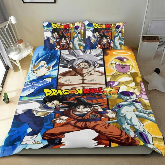 Dragon Ball Z 3-piece cotton bed sheet set, cozy & skin-friendly, with a unique design, quick-dry fabric, ideal for home decor gifts, 55x79 in (140*200 cm).