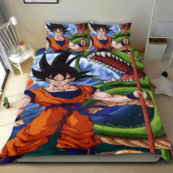 Dragon Ball Z 3-piece cotton bed sheet set, cozy & skin-friendly, with a unique design, quick-dry fabric, ideal for home decor gifts, 55x79 in (140*200 cm).