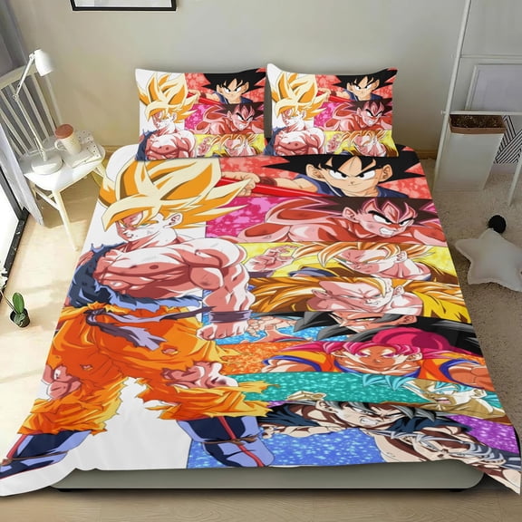 Dragon Ball Z 3-piece cotton bed sheet set, cozy & skin-friendly, with a unique design, quick-dry fabric, ideal for home decor gifts, 55x79 in (140*200 cm).