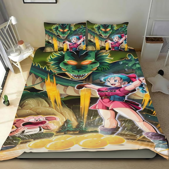Dragon Ball Z cotton bed linen trio, three-piece, cozy and skin-friendly, anti-fade inks, ideal gifts for family, friends, fans, 53x79 in (135*200 cm).