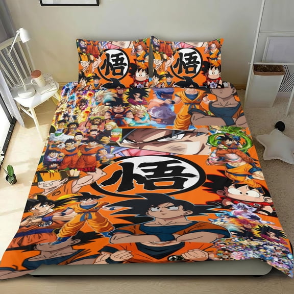 Dragon Ball Z cotton bed linen trio, three-piece, cozy and skin-friendly, anti-fade inks, ideal gifts for family, friends, fans, 53x79 in (135*200 cm).