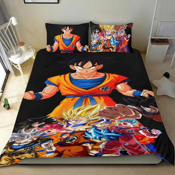 Dragon Ball Z cotton bed linen trio, three-piece, cozy and skin-friendly, anti-fade inks, ideal gifts for family, friends, fans, 53x79 in (135*200 cm).