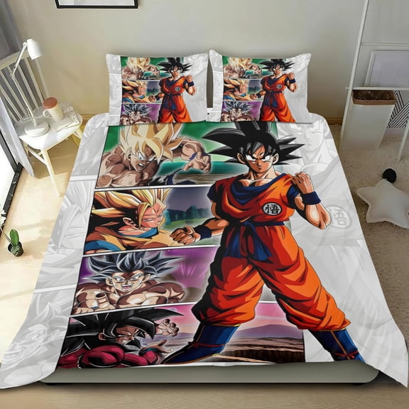 Dragon Ball Z cotton bed linen trio, three-piece, cozy and skin-friendly, anti-fade inks, ideal gifts for family, friends, fans, 53x79 in (135*200 cm).